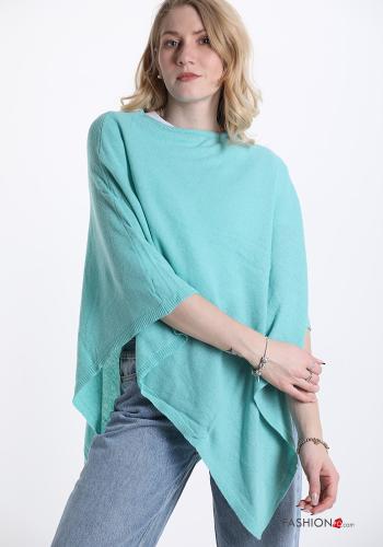  Poncho aus Kaschmir-Mischung  Türkisgrün