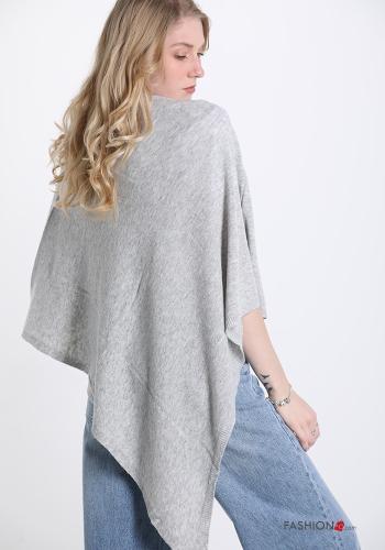  Poncho aus Kaschmir-Mischung  Hellgrau