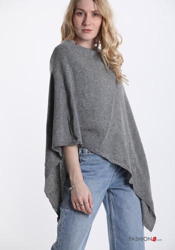  Poncho aus Kaschmir-Mischung  Grau