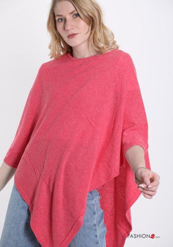  Poncho aus Kaschmir-Mischung  Korallenrot