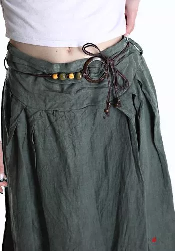  Falda de Lino Longuette con cinturón 