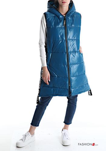  Gilet with pockets with hood with zip Steel blue