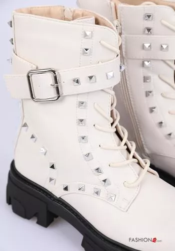  Combat Boots with zip Ankle strap with studs
