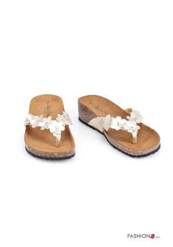  wedge Genuine Leather Flip flops with studs
