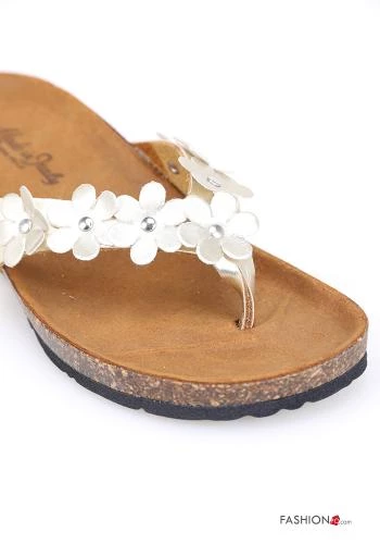  Genuine Leather Flip flops with studs Wedge