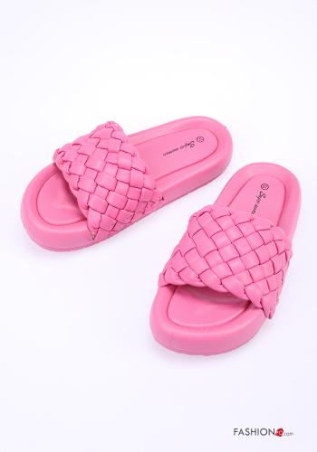  faux leather Slide Sandals  Fucsia