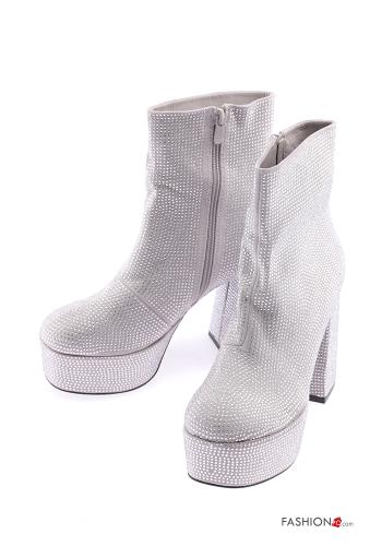  Scarpe con tacco lurex con plateau con zip  Bianco