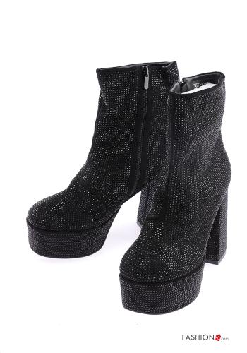  Scarpe con tacco lurex con plateau con zip  Nero
