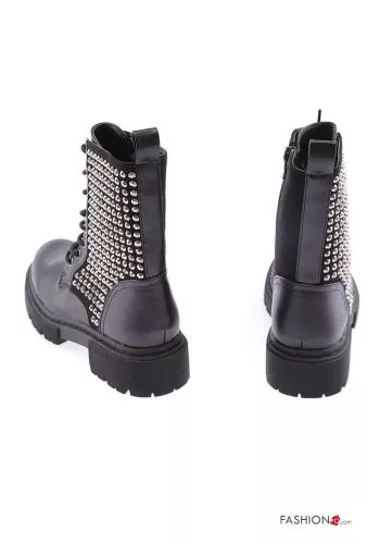  faux leather Combat Boots with zip with studs