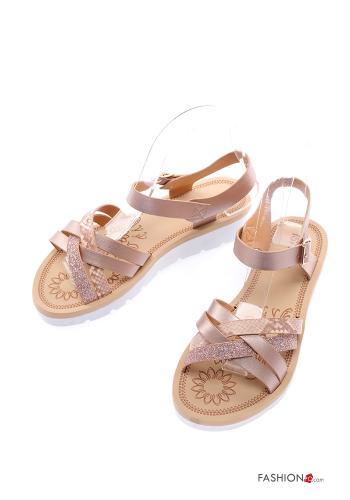  Sandalen mit Knöchelriemen Blassrosa