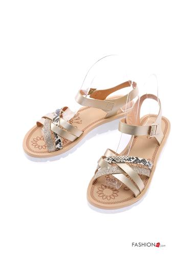  Sandalen mit Knöchelriemen Beige