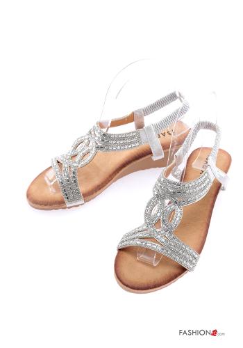  Sandálias com strass  Prateado