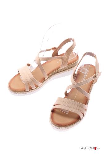  faux leather Sandals Wedge Ankle strap