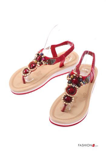  Sandals with rhinestones Red