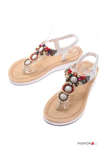  Sandals with rhinestones White