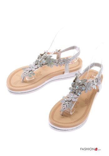  Sandals with rhinestones Wedge Silver
