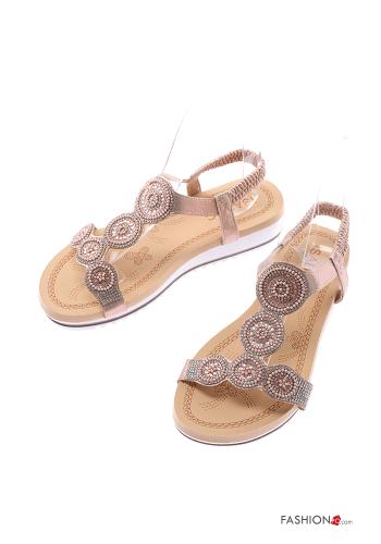  Sandals with rhinestones Wedge