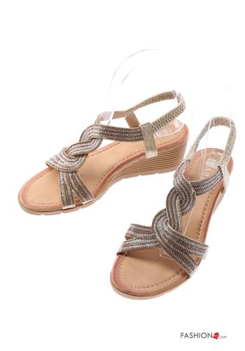  Sandales avec strass à Talons Compensés 