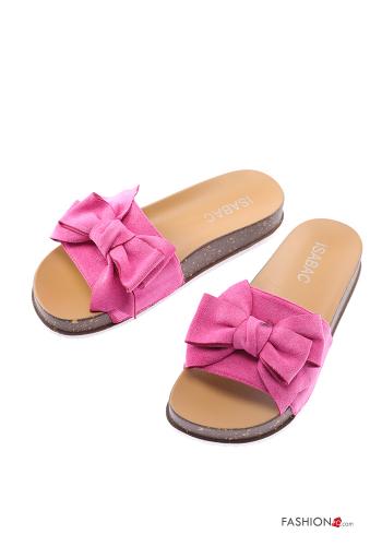  Suede Sandals with bow Fucsia