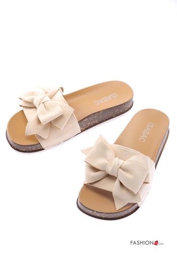  Suede Sandals with bow Beige