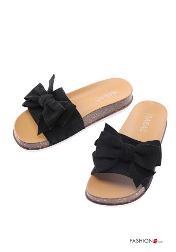  Suede Sandals with bow Black