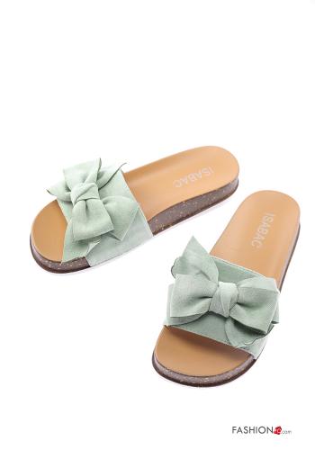  Suede Sandals with bow Green Asparagus