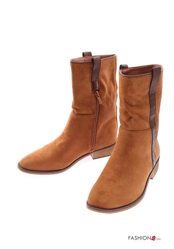  Suede Ankle boots with zip Brown