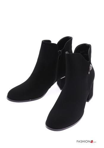  Suede round-toe Ankle boots with zip Black