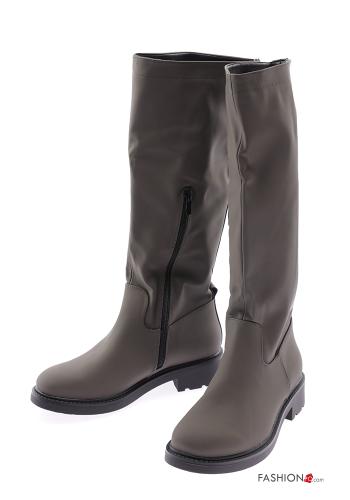  round-toe Boots with zip Dark olive green