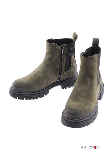  faux leather round-toe Ankle boots with zip