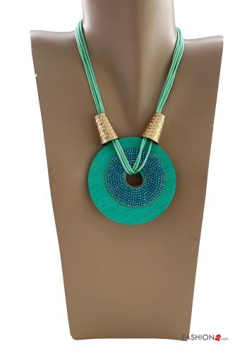  adjustable Necklace with rhinestones Turquoise