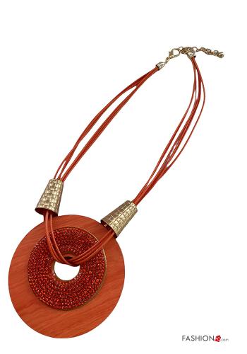  adjustable Necklace with rhinestones Orange