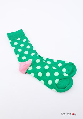  Polka-dot Cotton Ankle socks  Green