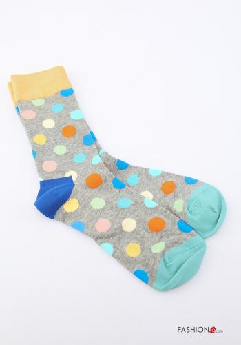  Polka-dot Cotton Ankle socks  Grey