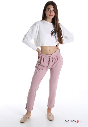  Pantalones con bolsillos con cinta 
