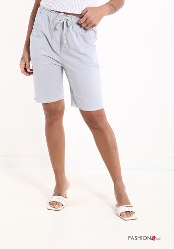  Cotton Bermuda with pockets with bow Light grey