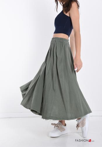  Longuette Cotton Skirt  Military green