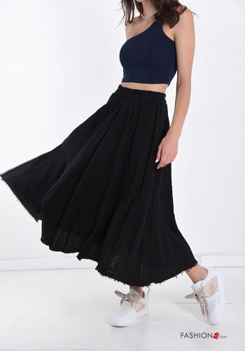  Longuette Cotton Skirt  Black