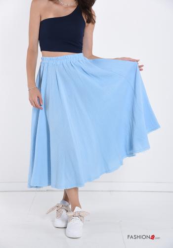  Longuette Cotton Skirt  Cerulean blue