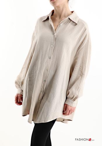  Cotton Shirt with buttons Beige
