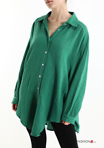  Chemise en Coton avec des boutons  Vert printemps