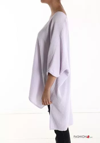  oversized asymmetrical Cotton Tunic with v-neck 3/4 sleeve
