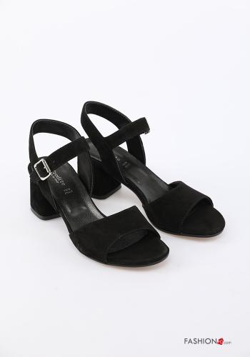  Genuine Leather Sandals with strap Black