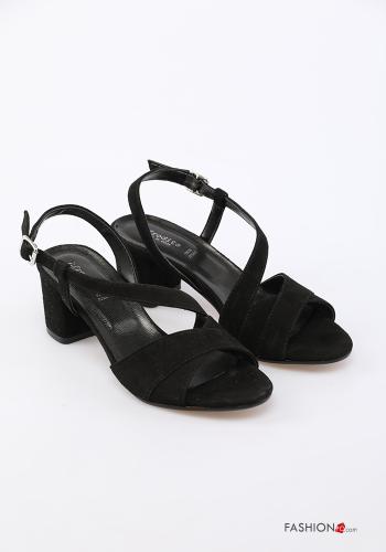  Suede Genuine Leather Sandals with strap Black