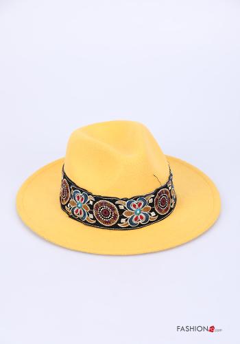 Embroidered pattern Hat Mustard