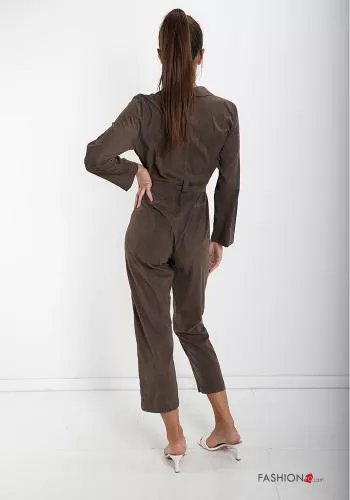  v-neck Jumpsuit with buttons with bow with pockets