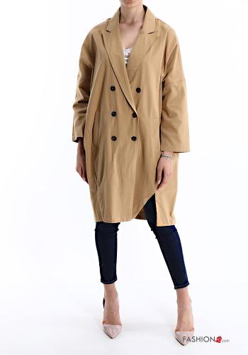  double-breasted Cotton Duster Coat with buttons with pockets