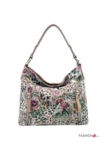  Floral Genuine Leather Bag with lining with shoulder strap with pockets with zip