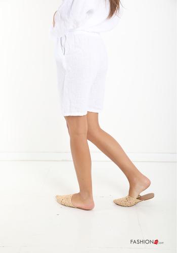  Linen Bermuda with pockets White