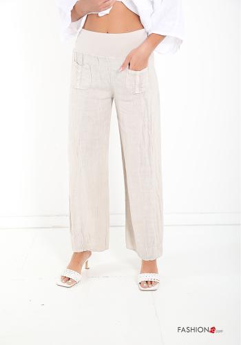  Pantalones de Lino con bolsillos 